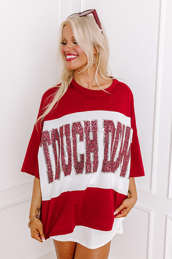 Ultimate Game Day Sequin Touchdown Tee - Red