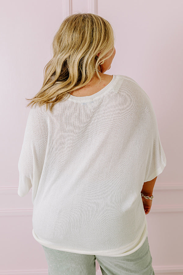 Premium Ivory Curves Knit Shift Top - Effortless Elegance