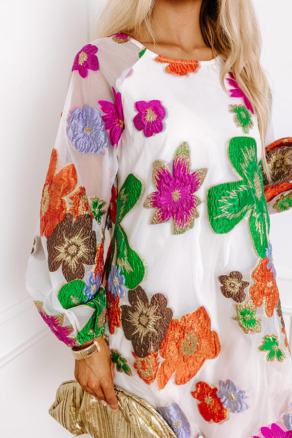 Ultimate Floral Jacquard Mini Dress - Brilliant Blooms