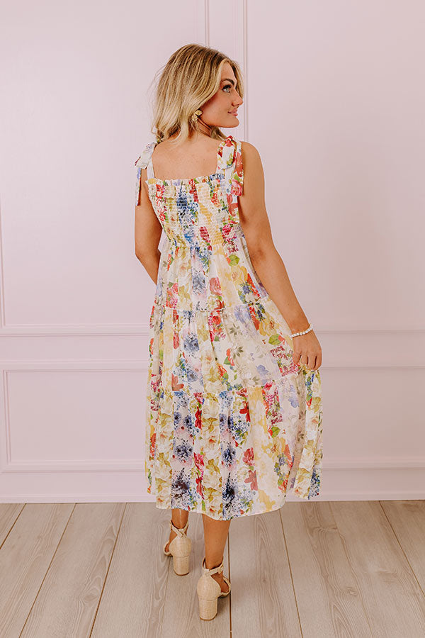 Ultimate Whimsical Wildflowers Smocked Midi Dress