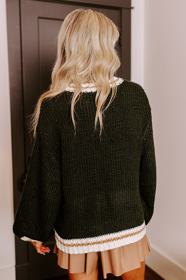 Premium Holiday Vibes Knit Sweater - Jolly Hunter Green