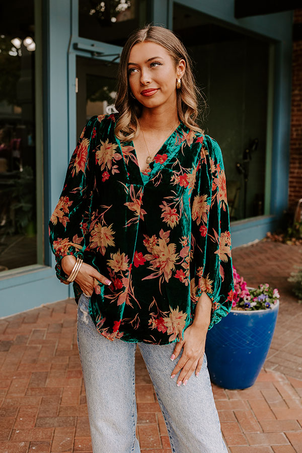 Premium Velvet Burnout Floral Top - Sweet Escape Collection