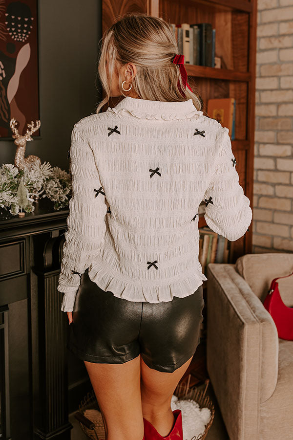 Premium Coquette Charm Smocked Blouse
