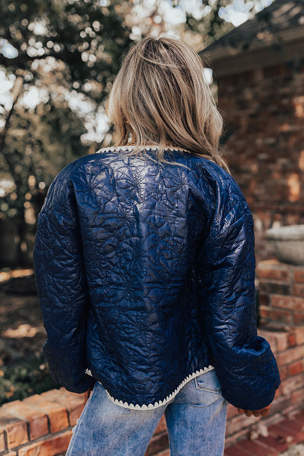 Premium Fall Festival Quilted Jacket - Navy