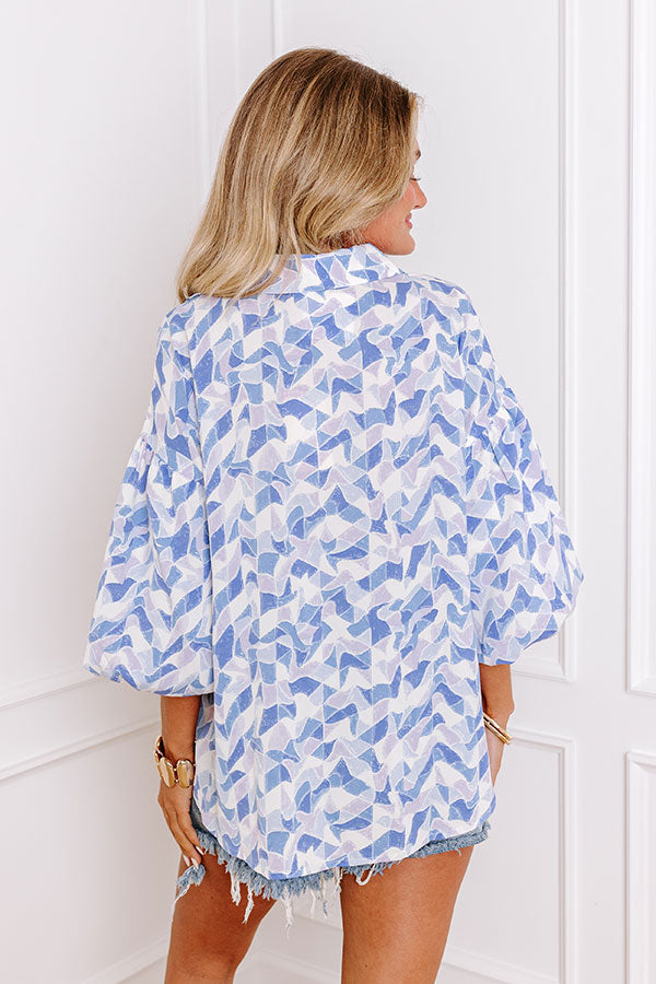 Premium Mystic Waterfalls Shift Top - Ultimate Periwinkle Elegance