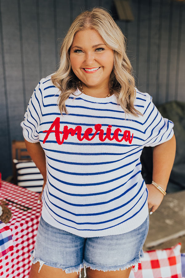 Premium America Embroidered Knit Top - Ultimate Comfort & Style