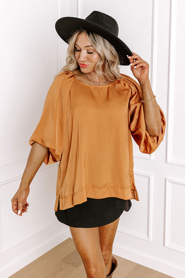 Premium Rust Satin Shift Top - Ultimate Chic Style