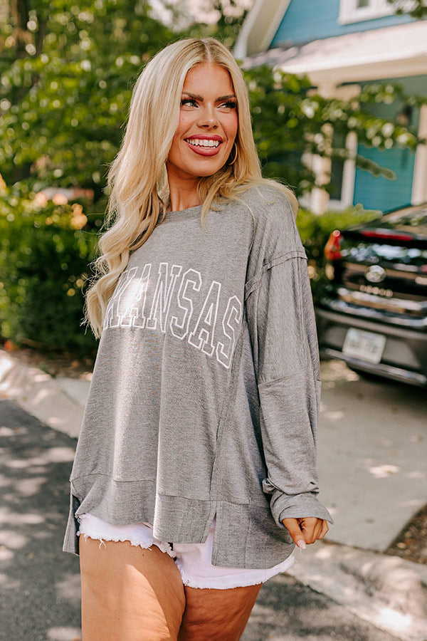 Premium Arkansas Razorbacks Embroidered Oversized Tee - Grey Curves