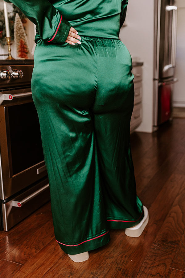 Premium Satin Pajama Pants - Hunter Green | Ultimate Comfort for Curves