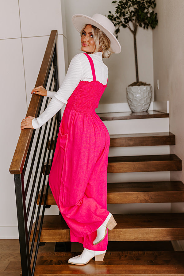 Ultimate Hot Pink Smocked Jumpsuit - Premium Style Statement