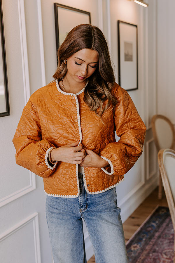 Premium Fall Festival Quilted Jacket - Pumpkin Spice Edition