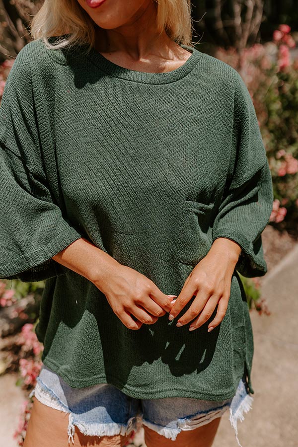 Premium Vineyard Vibes Knit Top - Hunter Green Curves