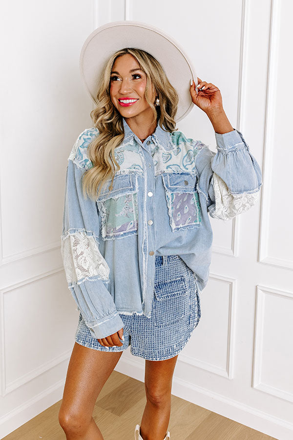 Premium Boho Chambray Jacket - Light Wash Style Essential