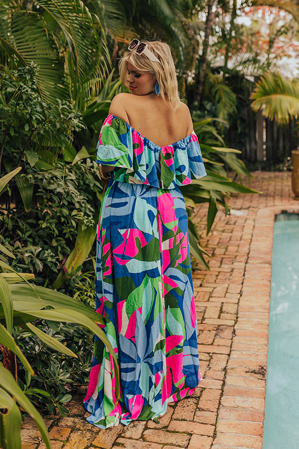 Premium Tropical Maxi Dress - Palm Paradise Curves