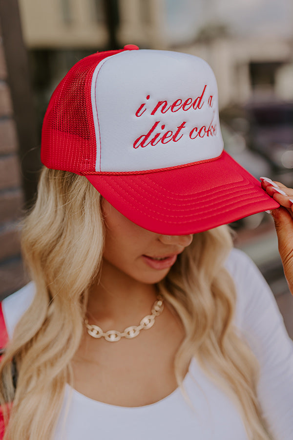 Ultimate 'I Need A Diet Coke' Embroidered Trucker Hat - Premium Quirky Style