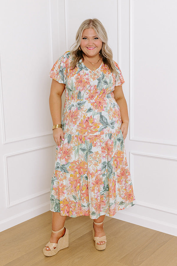 Ultimate Sunny Sangria Floral Midi Dress - Mint Curves