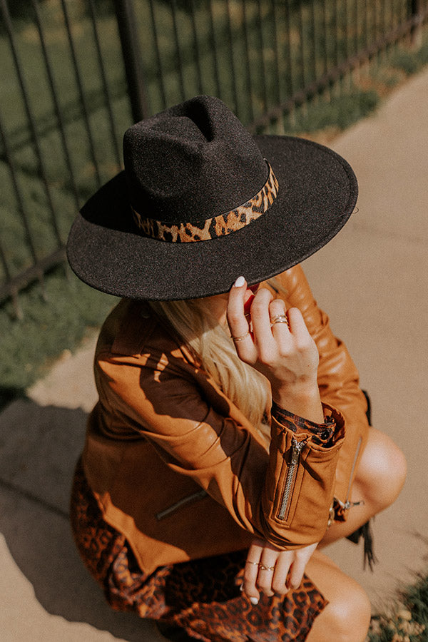 Ultimate Black Felt Hat with Leopard Print Band