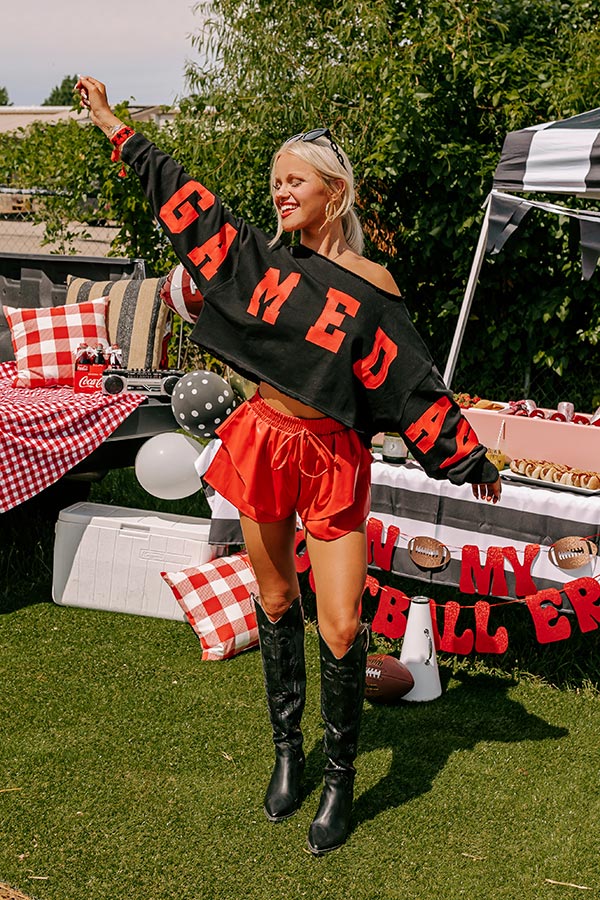 Ultimate Game Day Crop Sweatshirt - Black/Red