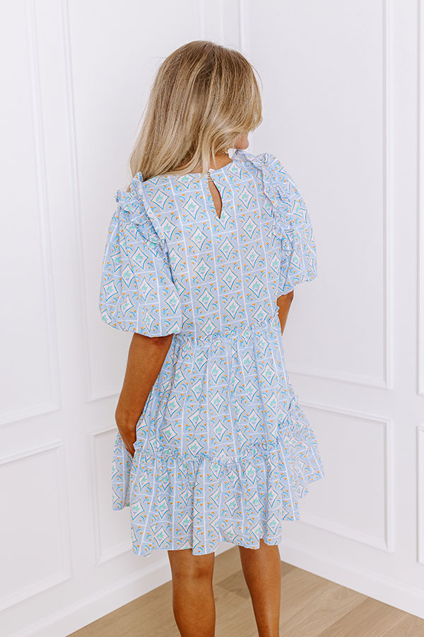 Ultimate Sunday Brunch Dress - Light Blue Ruffle Mini Dress