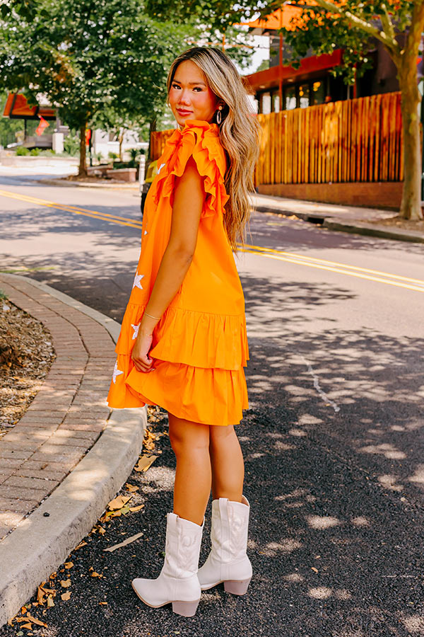 Ultimate Game Day Glow: Ruffle Mini Dress in Orange