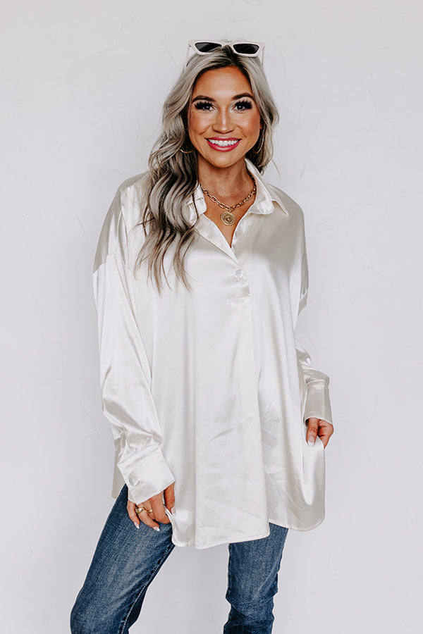 Premium Cream Satin Shift Top – Ultimate Comfort & Style