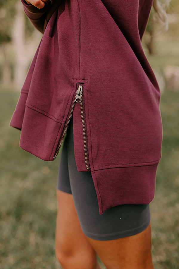 Premium Central Park Stroll Oversized Sweatshirt in Maroon - Ultimate Comfort & Style