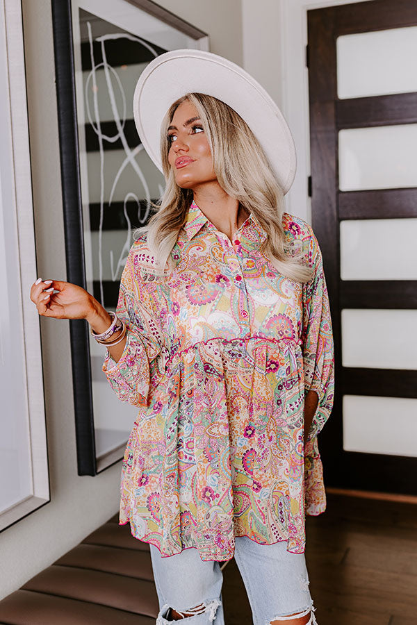 Premium Viva La Travel Paisley Tunic - Yellow