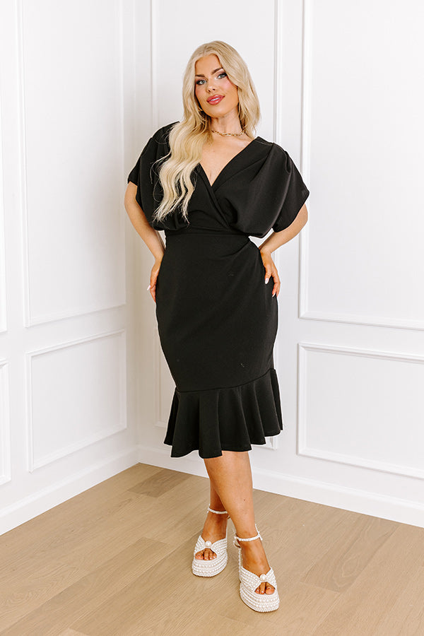 Premium Black Curves Midi Dress - Ultimate Elegance