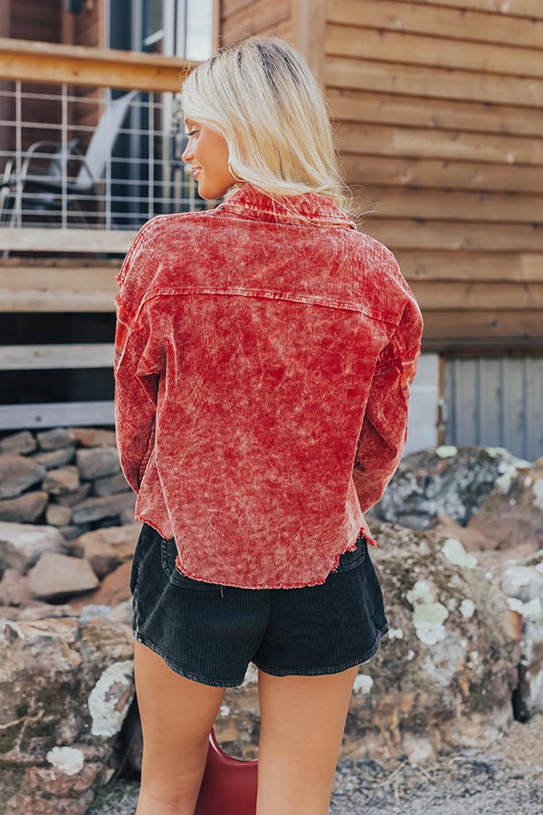 Ultimate Chill Nights Corduroy Jacket in Red - Effortless Fall Style