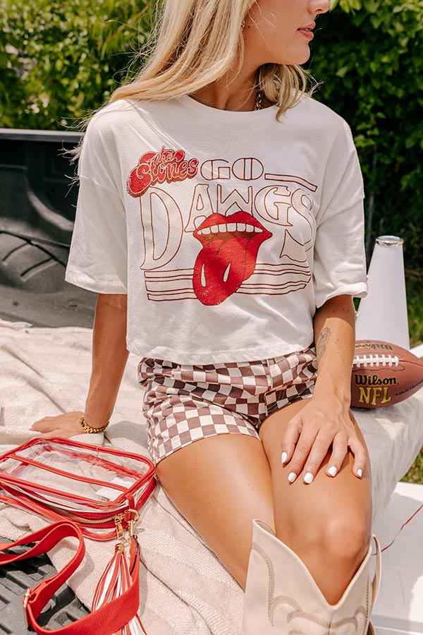 Premium Vintage 'GO DAWGS' Graphic Crop Tee