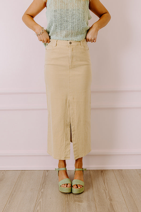 Premium High Waist Denim Skirt - Cream | Ultimate Fall Fashion