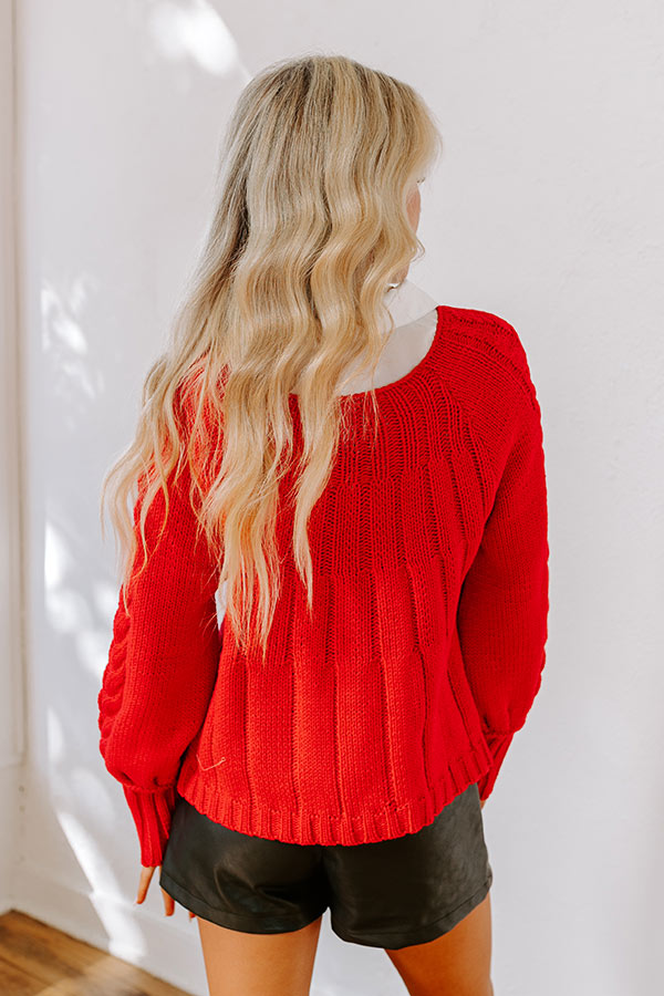 Premium Cable Knit Sweater - Cozy Red Edition