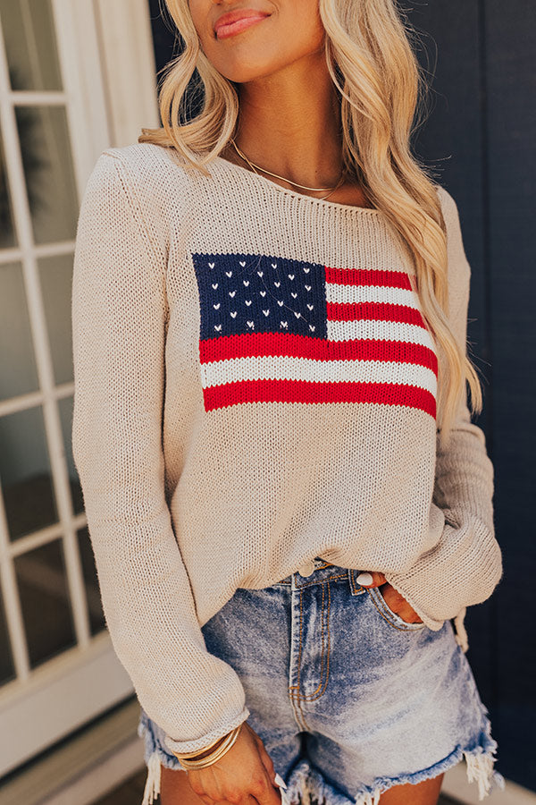 Premium American Flag Knit Sweater