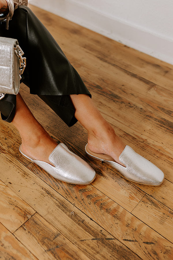 Premium Metallic Silver Spotlight Flat Shoes