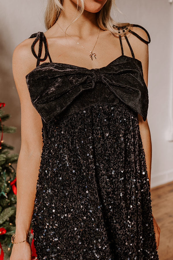 Ultimate Glam Velvet Sequin Mini Dress - Black