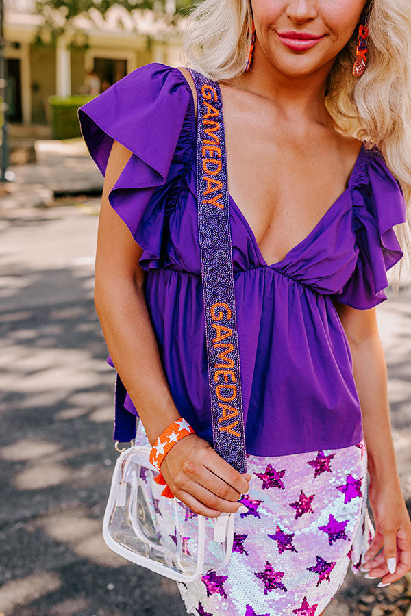 Premium Gameday Beaded Bag Strap - Orange/Purple | Ultimate Style Upgrade