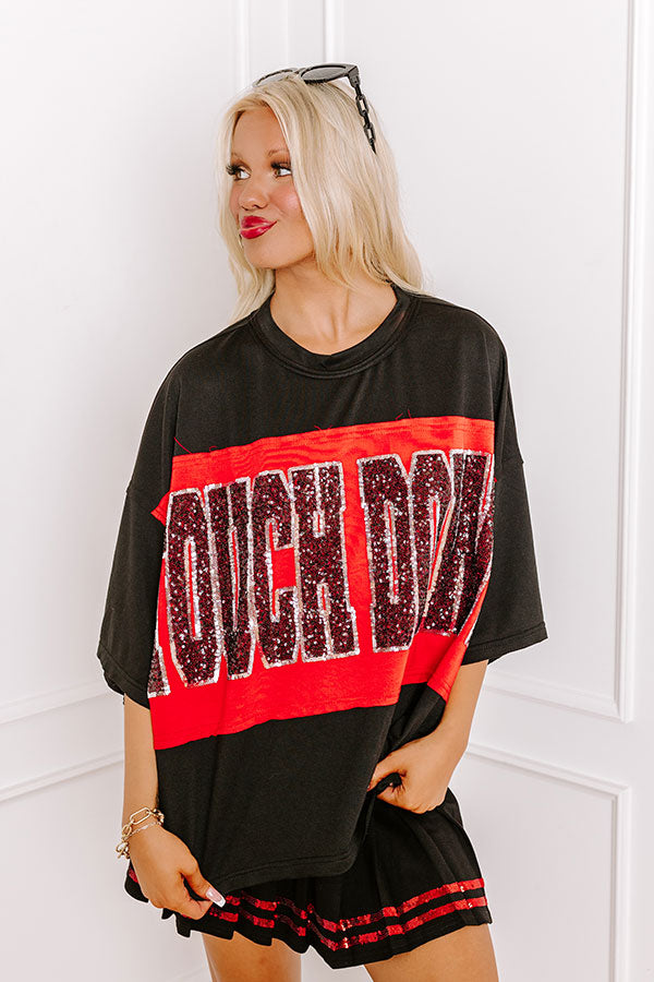 Ultimate Game Day Sequin Oversized Tee - Black