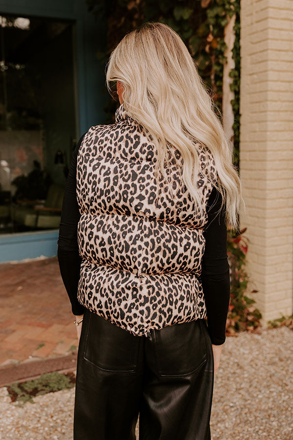 Premium Urban Chic Leopard Puffer Vest