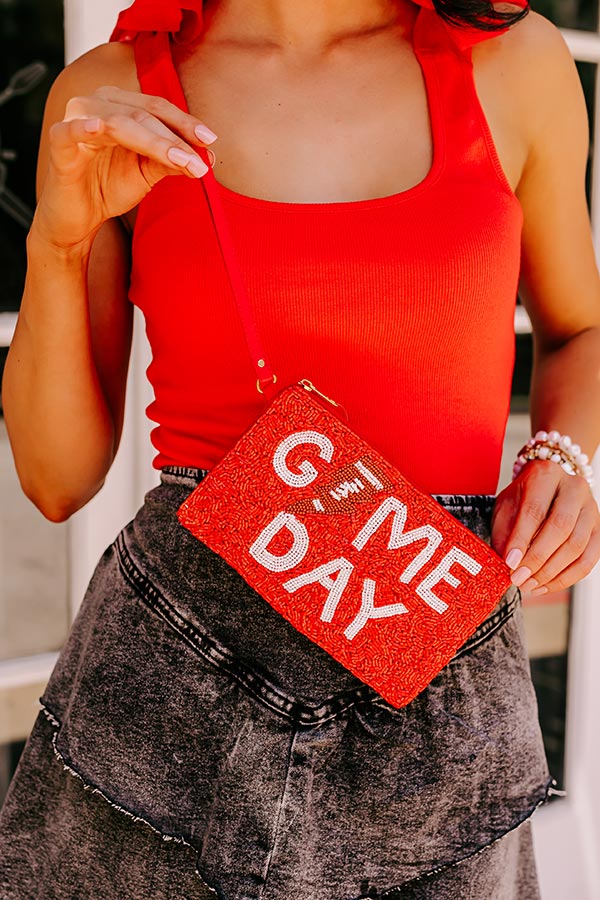 Premium Game Day Beaded Clutch - Scarlet Edition