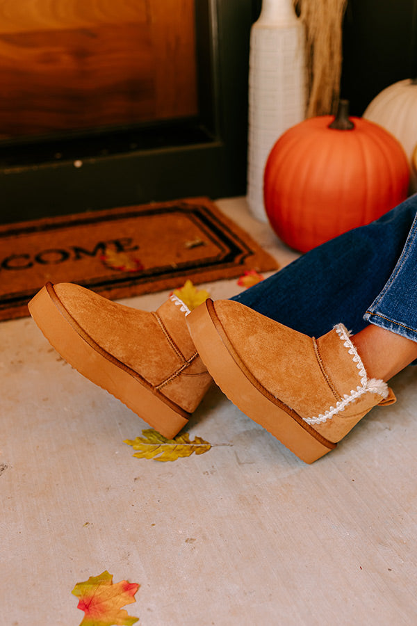 Premium Vermont Faux Suede Platform Bootie in Camel - Ultimate Comfort & Style