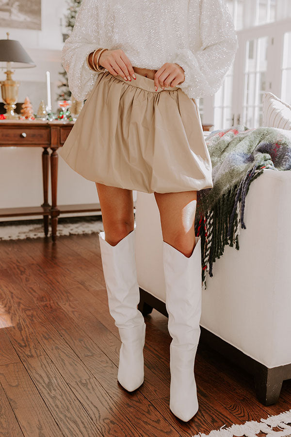 Ultimate Sofia High Waist Faux Leather Skirt - Beige Chic