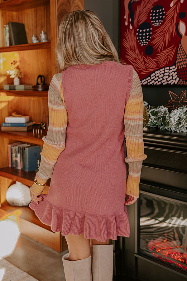 Premium Cable Knit Mini Dress - Blush