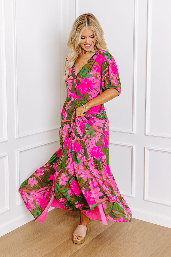 Premium Only Sunshine Floral Maxi Dress - Green Curves Collection