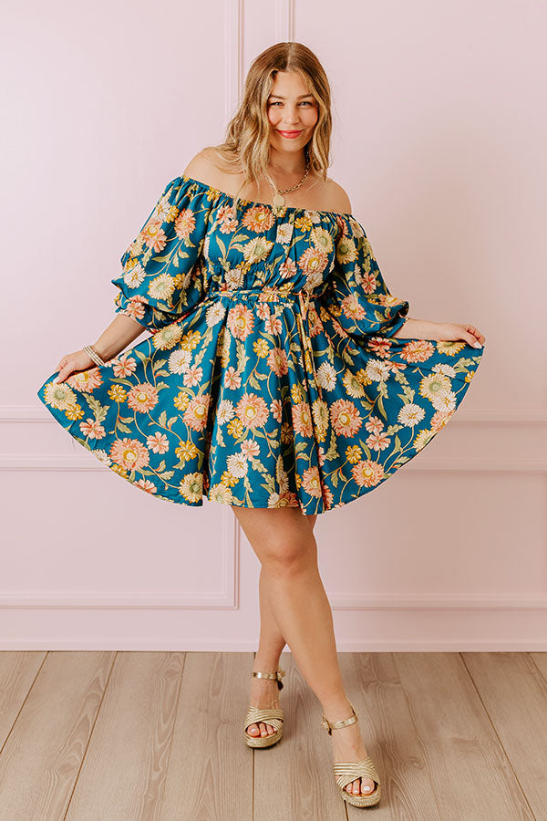 Premium Teal Floral Mini Dress - Ultimate Style Upgrade