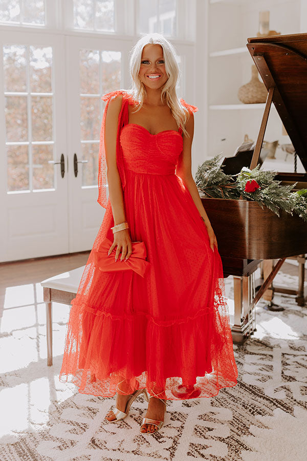 Ultimate Twirls Around The Room Tulle Midi Dress in Red
