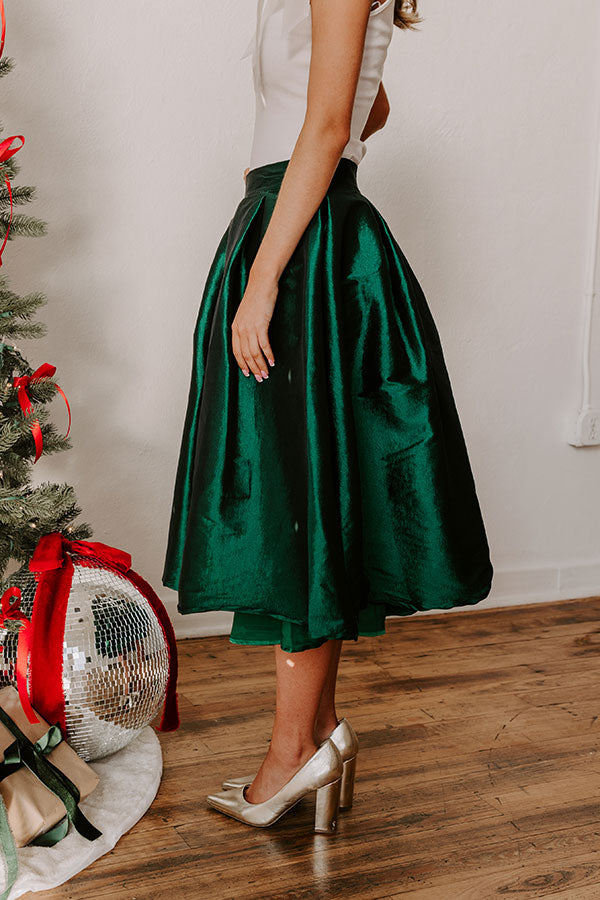 Premium Belle High Waist Midi Skirt - Hunter Green