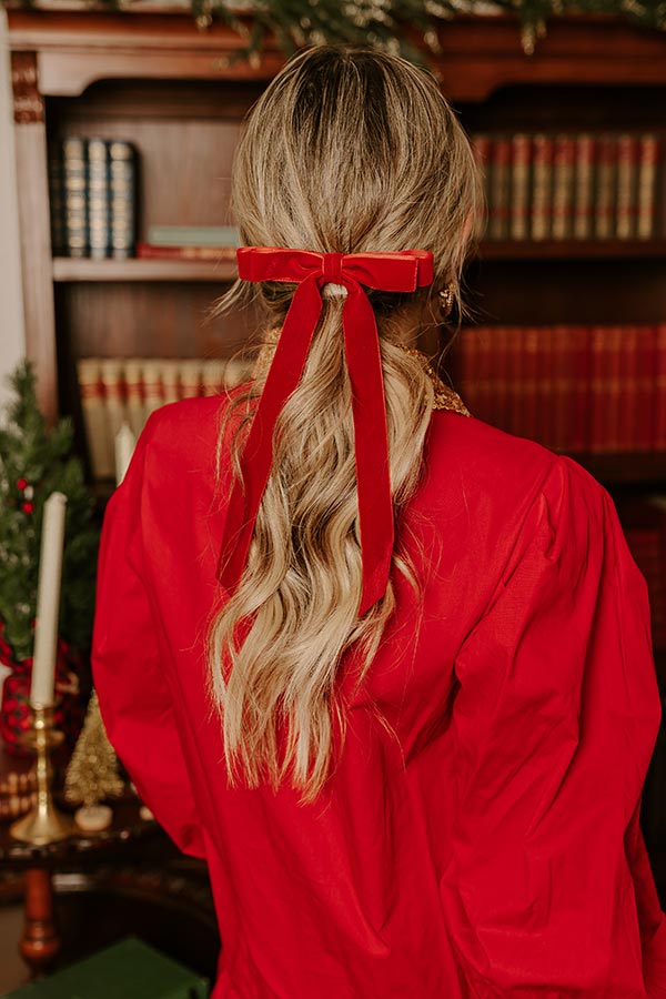 Premium Velvet Double Bow Hair Clip - Ultimate Red Elegance