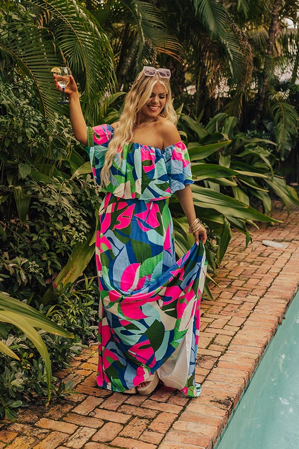 Premium Tropical Maxi Dress - Palm Paradise Curves