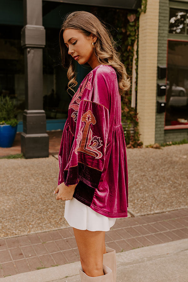 Premium Boho Embroidered Velvet Top in Orchid - Ultimate Style Upgrade