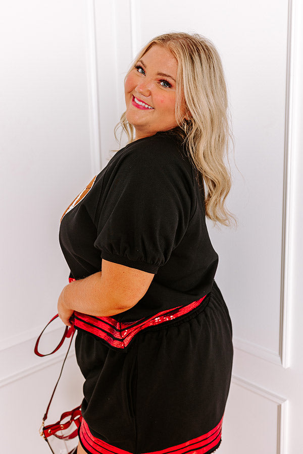 Ultimate Game Day Glam Embroidered Top - Black Curves Edition